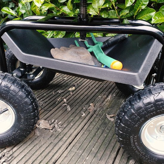 AXI AG22 Tuinkrukje op wielen voor de tuin in Zwart - Tuinkruk - Knielkruk van metaal met maximale belasting van 150 kg - Zitkruk met opbergruimte voor bij het tuinieren