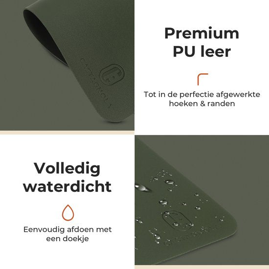 Castagnola Lederlook Placemats - Antislip Placemat van Kunstleer - Waterafstotende Onderlegger - Onderzetter - 6 Stuks - 45 x 30 cm - Groen