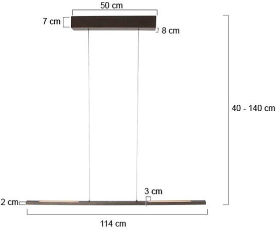 Hanglamp Bande 3994CA cacao LED hanglamp met hoogte-instelling, metaal en elektronica, Steinhauer, 114cm breed
