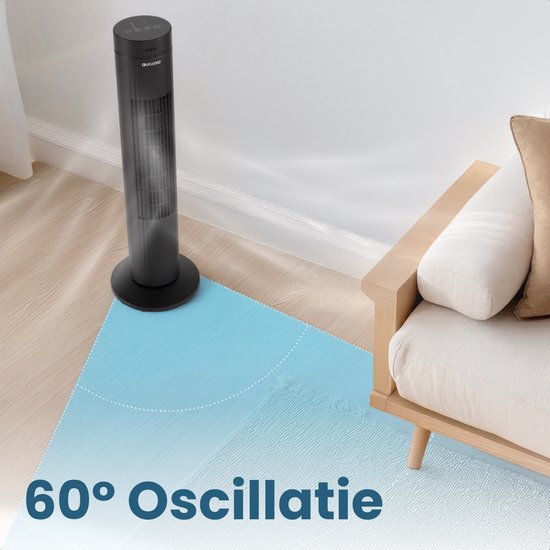 Auronic Torenventilator - Met Afstandsbediening en Timer - Ventilator - 60° Oscillatie - 76 cm - Zwart
