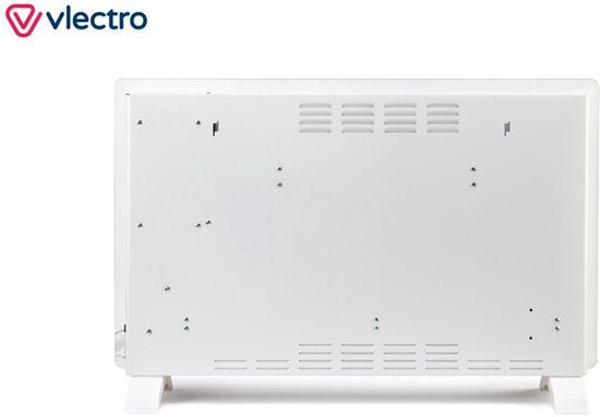 Vlectro - Elektrische Kachel & Convector Kachel - 2000W - LED Display & Afstandsbediening - Wit Metaal & Kunststof - Muurmontage & Vrijstaand - Energiezuinig met Thermostaat