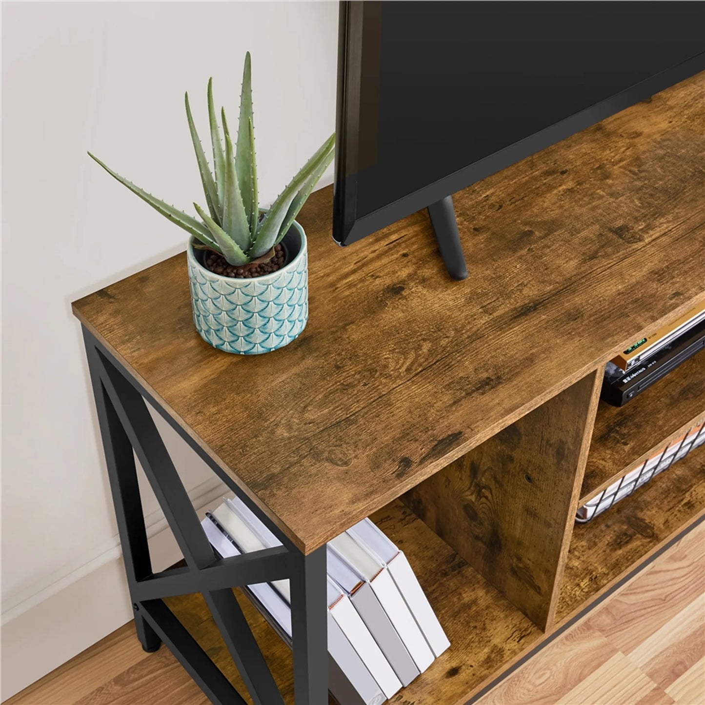 Yaheetech Tv-meubel 106 x 40 x 50,5 cm - Roestbruin - Industrieel - Open Opbergvakken - 40 kg