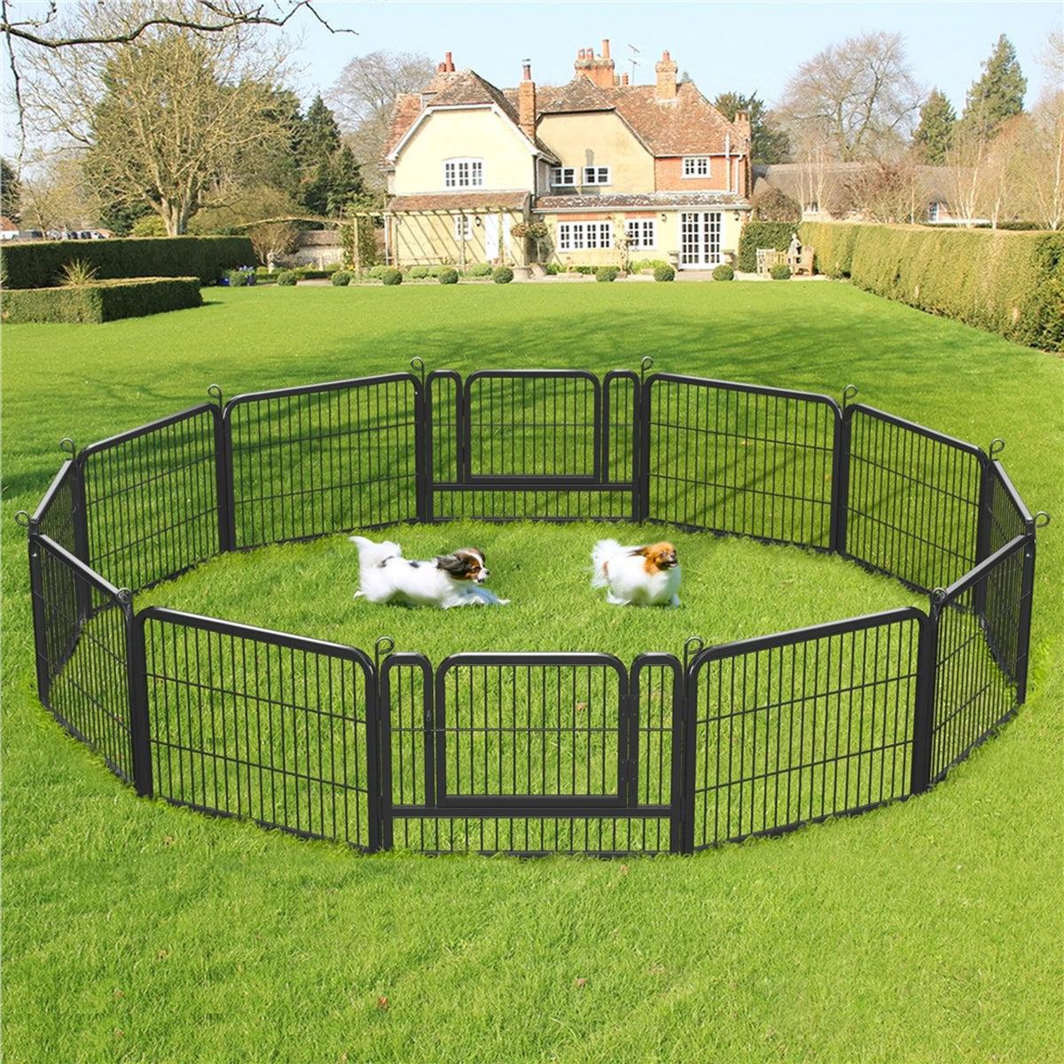 Yaheetech Puppyren met 2 deuren - 12 panelen van 80 x 60 cm - Opvouwbaar - Zwart