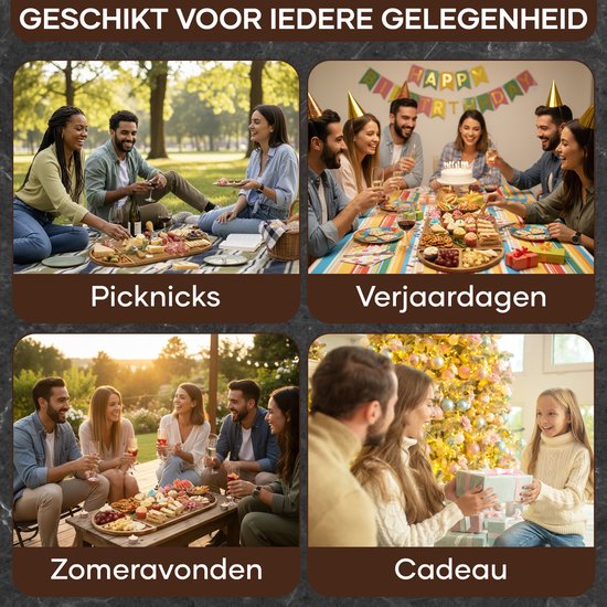 Villux Tapasplank - Borrelplank - Serveerplank - Kaasplank - Hapjesplank - Taspasplank Acacia - Borrelplank Magnetisch- Inclusief Ebook - 66CM