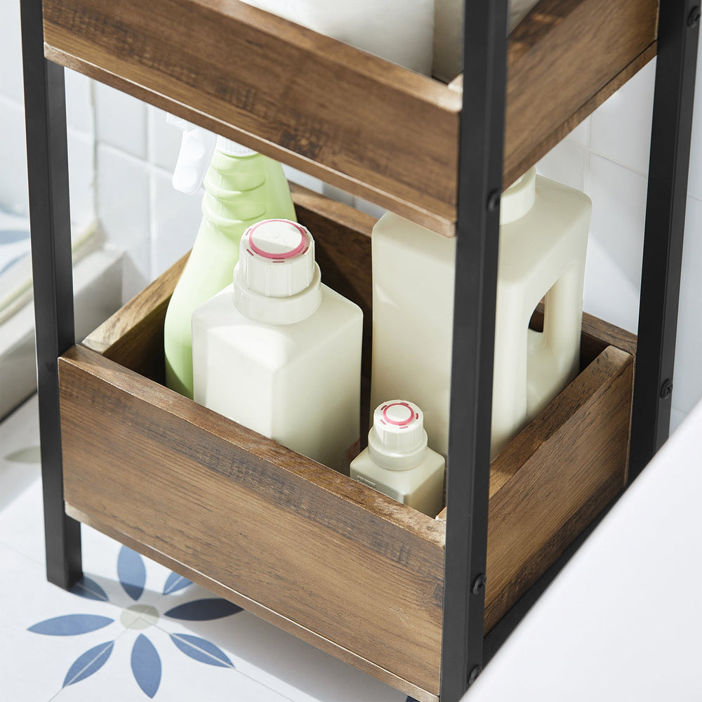 SoBuy FRG226-F Vintage Kastje - 3 Opbergvakken - 28x74x20cm - Bruin