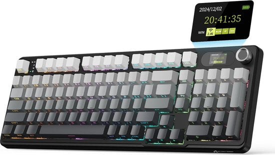ATTACK SHARK X98PRO - Draadloos Mechanisch Gaming Toetsenbord - Zijbedrukte PBT Keycaps - TFT Scherm - Multifunctionele Draaiknop - Bedraad/2.4G/Bluetooth Tri-Mode - Gasket Mod - 98 toetsen - Moonlit Night