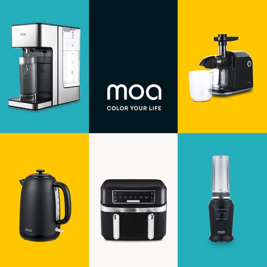 MOA Waterkoker 1,8 Liter - Elektrische Waterkoker - Met Kalkfilter en Anti-Slip - 2200W - Zwart
