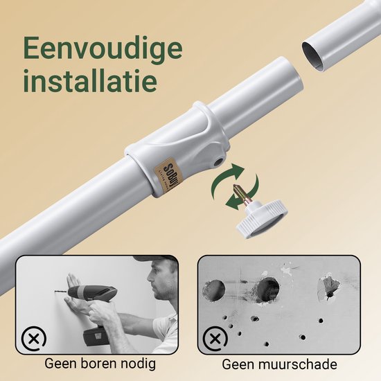SoBuy Telescoop Kledingrek - Verstelbaar Opbergsysteem - Klerenrailsysteem - B(75–126) × H(200–295) cm, Grijs FRG109-II-HG