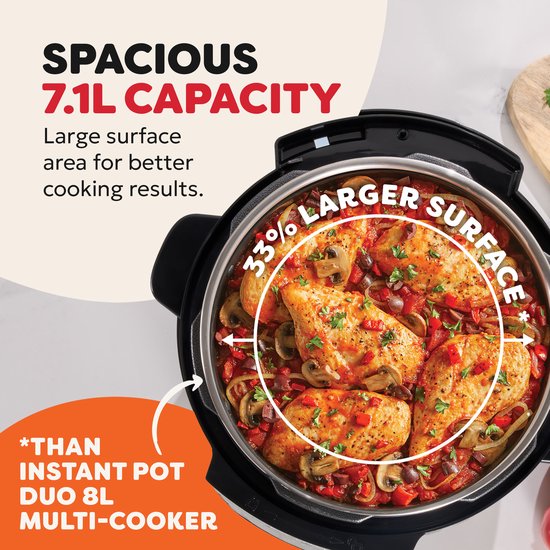 Instant Pot Rio XL 7,1L Multicooker - 7-in-1 Snelkookpan - Slowcooker - Rijstkoker - Stomer - 33% Meer Kookoppervlak - RVS Binnenpan - Tot 80% Energiebesparing