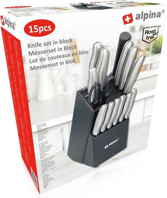 alpina Messenset - Messenblok - 15-delig - RVS - Zwart/ Zilver