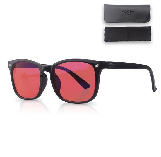 LC Eyewear Computerbril - Blauw Licht Bril Zonder Sterkte - Blue Light Glasses - Beeldschermbril Vierkant - Unisex Bril Zonder Sterkte - Rood
