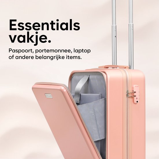 SC Handbagage Koffer 35L - Lichtgewicht Trolley - TSA-slot en Laptopvak - Reiskoffer met Handig Voorvak - 55 cm - Roze