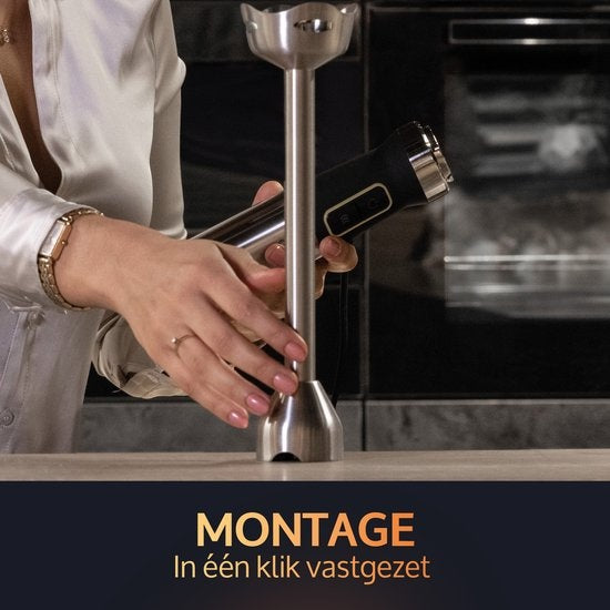 JAP Appliances – ForceBlend F1 Staafmixer – 1200 W & 800 ml – Voorzien Van 21 Snelheden En Titanium Messen – Voor Smoothies En Babyvoeding – Zilver Rvs