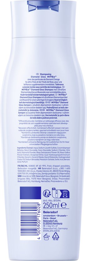 NIVEA Diamond Gloss Care Haar Shampoo - met Diamantdeeltjes - Macadamia Olie - Haarshampoo - Voordeelverpakking - 6 x 250 ml
