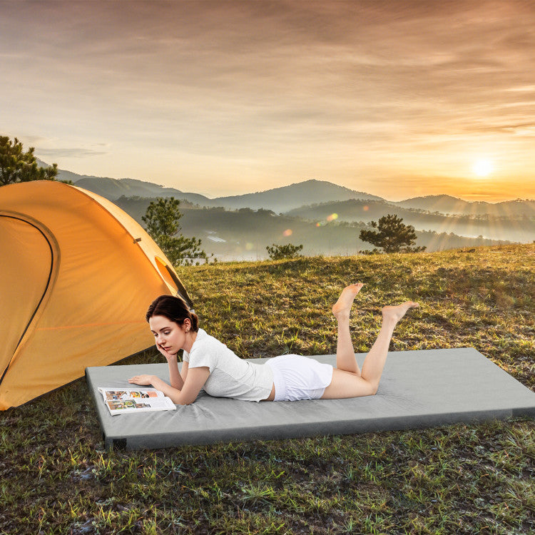 Coast Opvouwbaar Grijs Campingmatras 74 x 30,5 x 6,5 cm met Memory Foam en Antislip Onderzijde