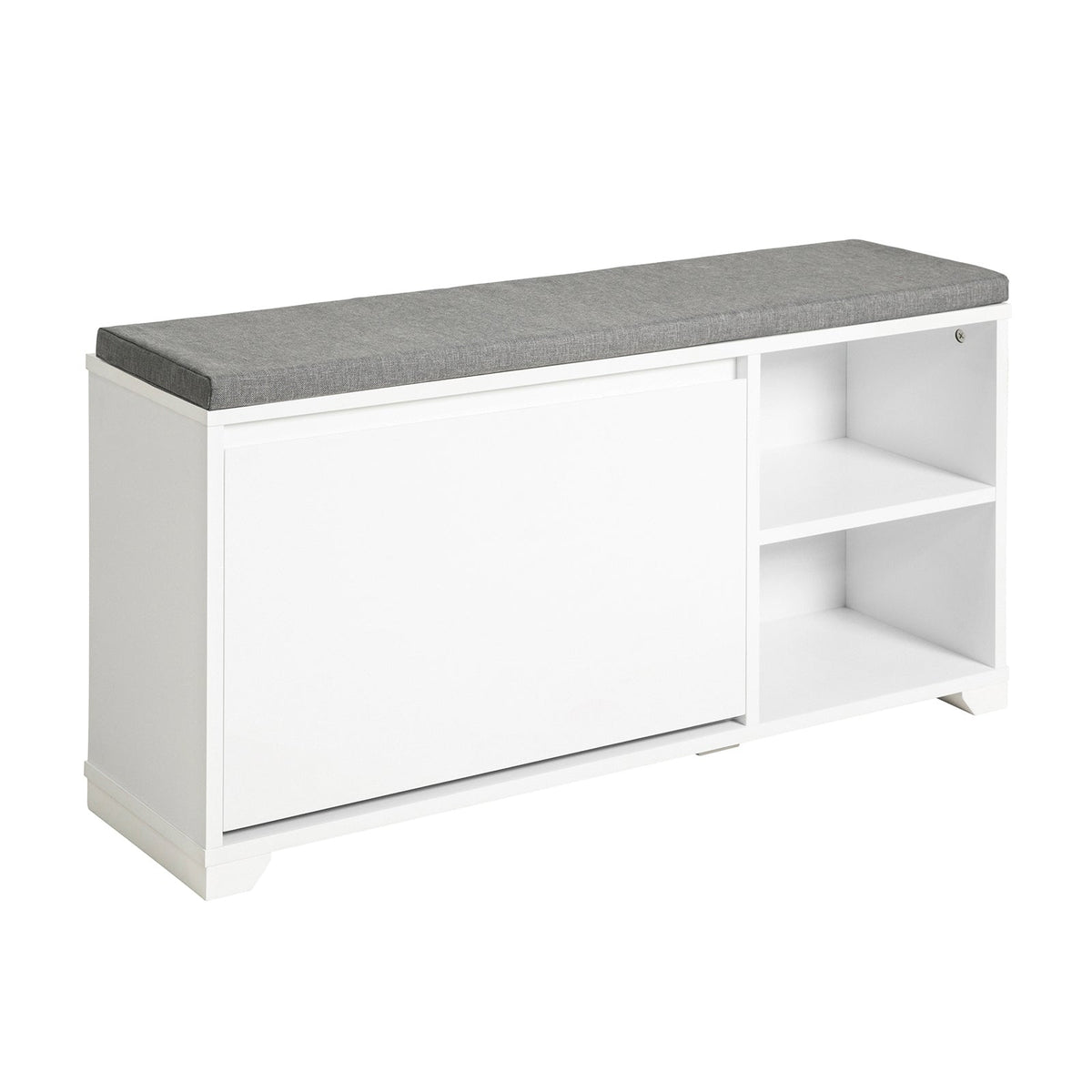 SoBuy FSR119-W Schoenenkast met zitvlak - 90 x 24 x 46 cm - Wit/ Grijs