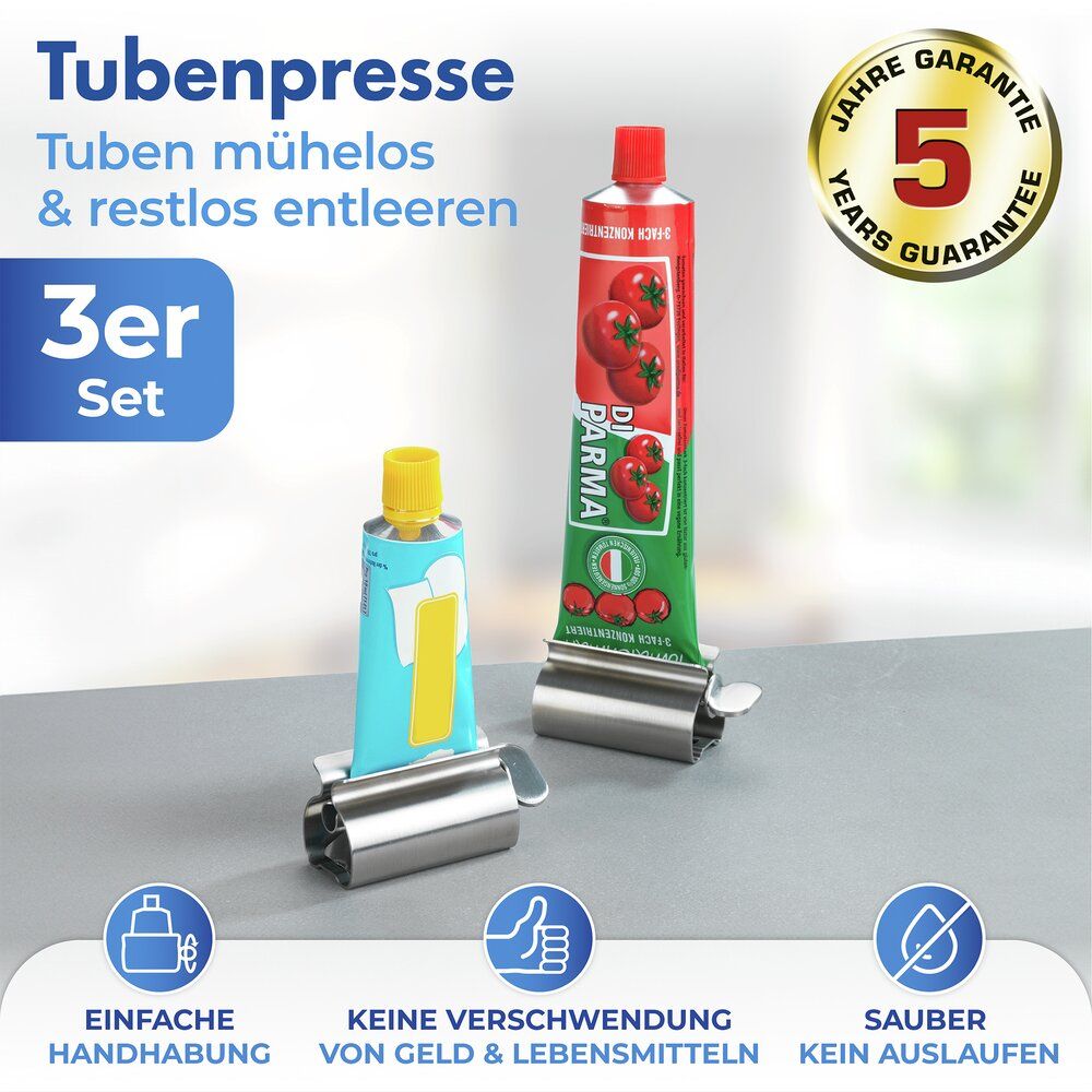 Wenko Tubeknijper Set van 3 - RVS - 8,3x3,9x3,5 cm