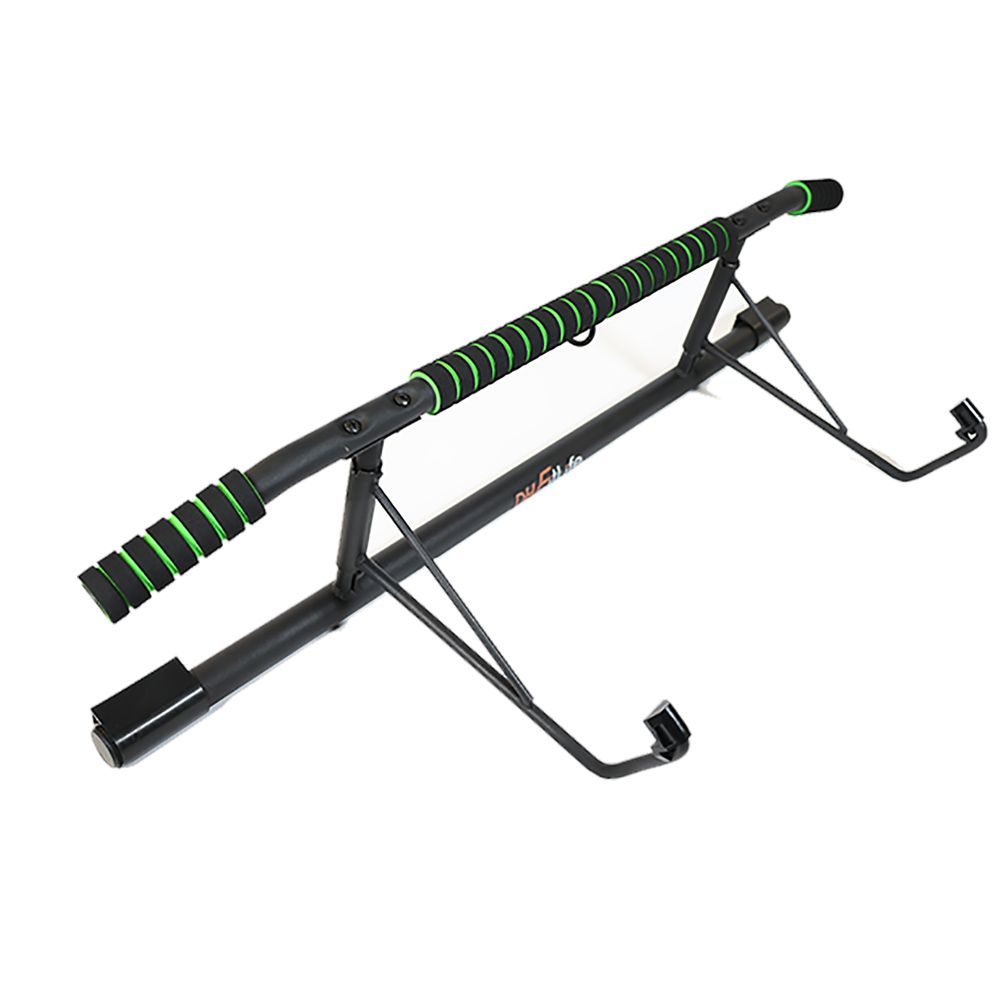 DH FitLife Optrekstang voor Deur - Schroefloze Pull-Up Bar met Slingtrainer - Zwart/Groen - 70-92 cm