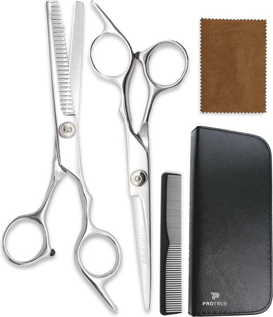 Volledige Kappersset - 5 Stuks - Kappersschaar Rechtshandig - Uitdunschaar Kapper - Hair Scissors - Coupeschaar - Haarschaar Set