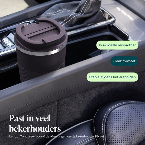 Castagnola Thermosbeker - Koffiebeker To Go - Travel Mug voor Koffie en Thee - Theebeker - 510 ML - RVS - Bruin
