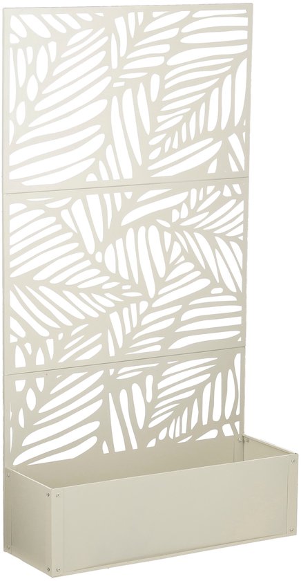 Mica Decorations Sapri Plantensteun - Plantenbak met Klimrek voor Klimplanten - Plantenstandaard Vrijstaand of tegen Muur - 92 x 33 x 174 cm - Off White