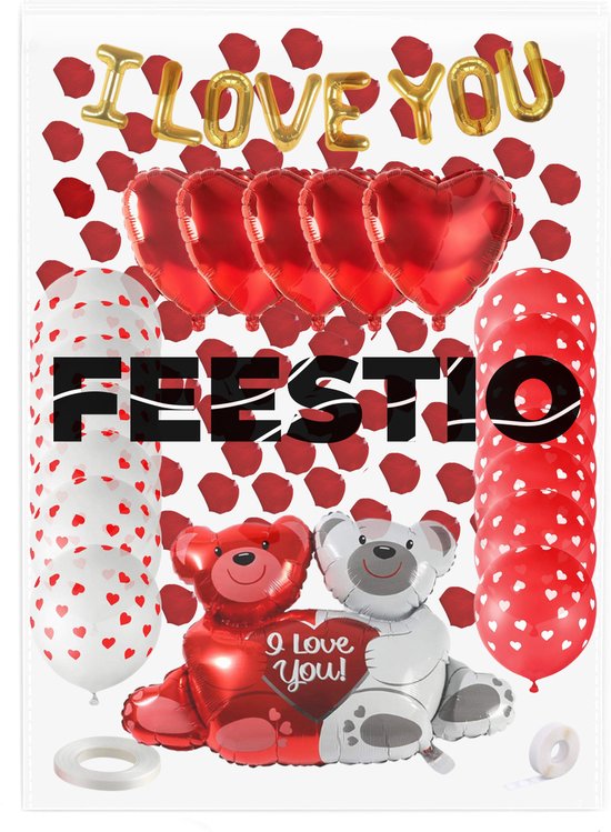 Feestio Valentijn decoratie set - Versiering - Slinger - Incl. 1000 Rozenblaadjes - Cadeautje voor mama / haar
