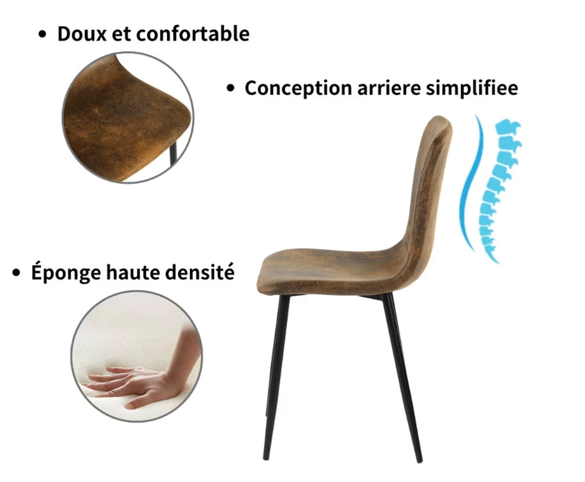 Urban Meuble Stoelenset 4 Stuks - Luxe Eetkamerstoelen Grijs Imitatiebont - 44x54x87 cm