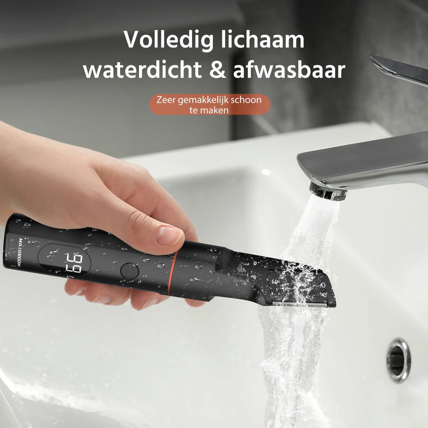 MAXGROOM 7-in-1 Body Groomer - Draadloos - 1-9 mm - IPX6 Waterdicht - 90 min - LED-display - Magnetische Opzetstukken
