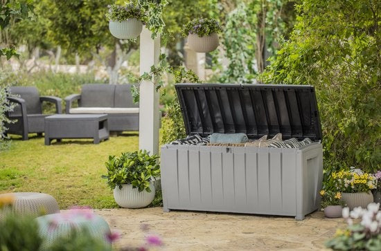 Keter Novel Opbergbox - 340L - 124x55x62.5cm - Grijs