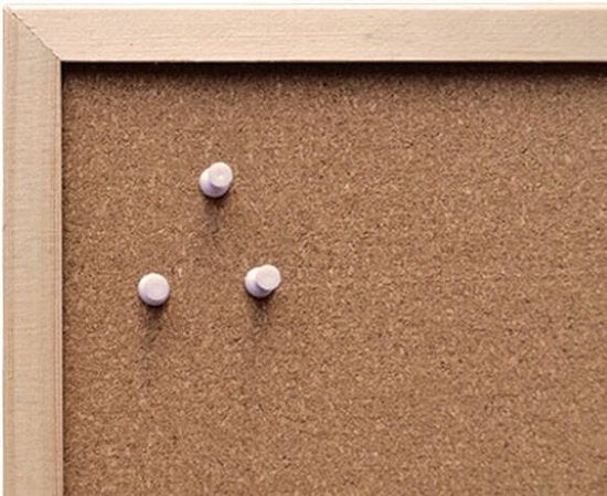 Prikbord kurk houten lijst 60 x 80 cm met setje punaises 5 stuks