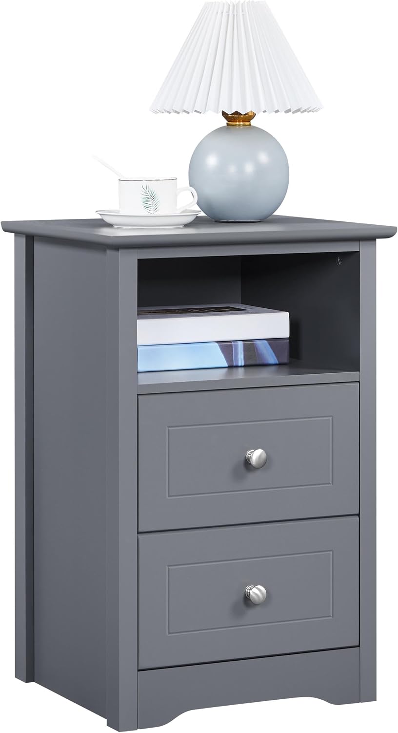 Yaheetech Nachtkastje 40 x 35 x 60 cm - Zwart - 2 Lades - MDF - 3-Laags