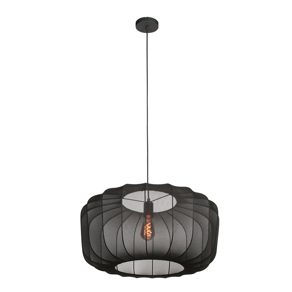 Anne Lighting - hanglamp - Sable - zwart - linnen metaal - Ø 60cm - E27 - 4193ZW
