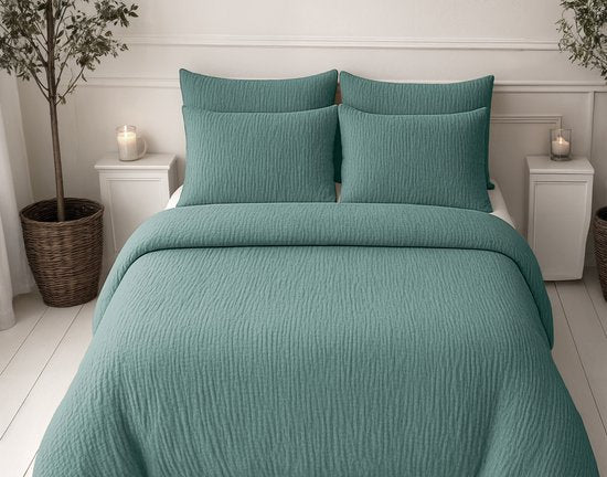 Sleeptime 2 in 1 Mousseline Dekbed - Dekbed zonder Overtrek Inclusief Kussensloop - 240x200 - Groen