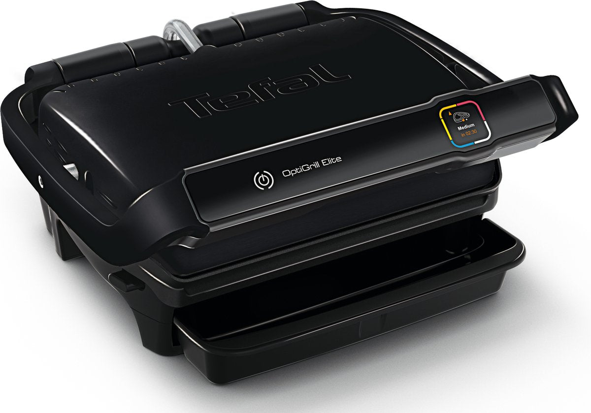 Tefal OptiGrill Elite GC7508 - Intelligente Contactgrill 30x20 cm - 12 Automatische Programma's voor Vlees, Vis, Groenten - Digitale Grillassistent - Zwart - 2000W