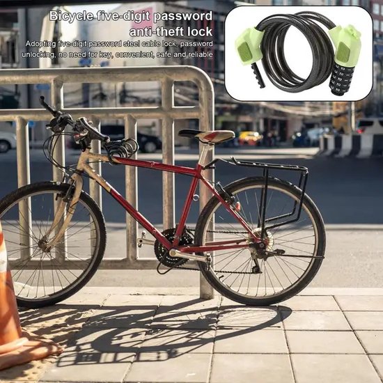 Garpex® Fietsslot Cijferslot - Cijfer Slot Fiets of Electrische Step - Kabelslot Hangslot - Zwart met Beugelbevestiging