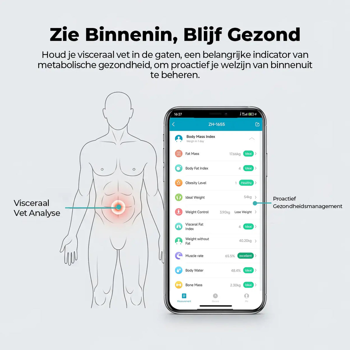 Sparoma ZJ08 Digital Bathroom Scale with Color LCD – Battery-Powered (4×AAA Not Included), Bluetooth Body Fat & Heart Rate Monitor with App Tracking