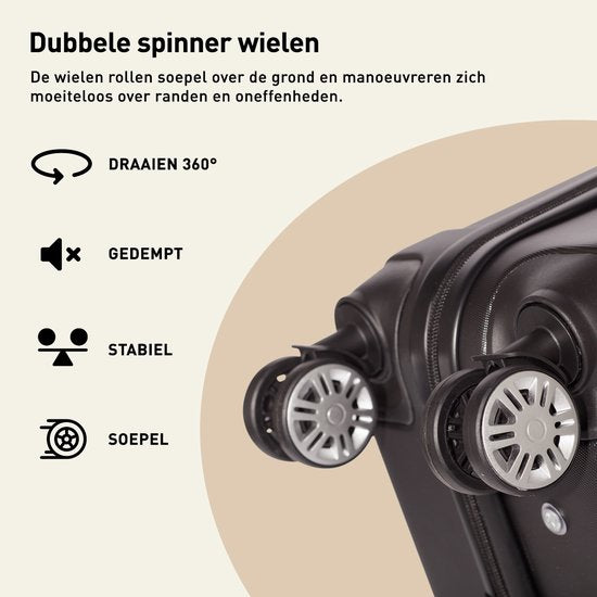 Handbagage Koffer - Trolley - 48L - Lichtgewicht - Cijferslot - 4 wielen - 56x37x24cm - Zwart