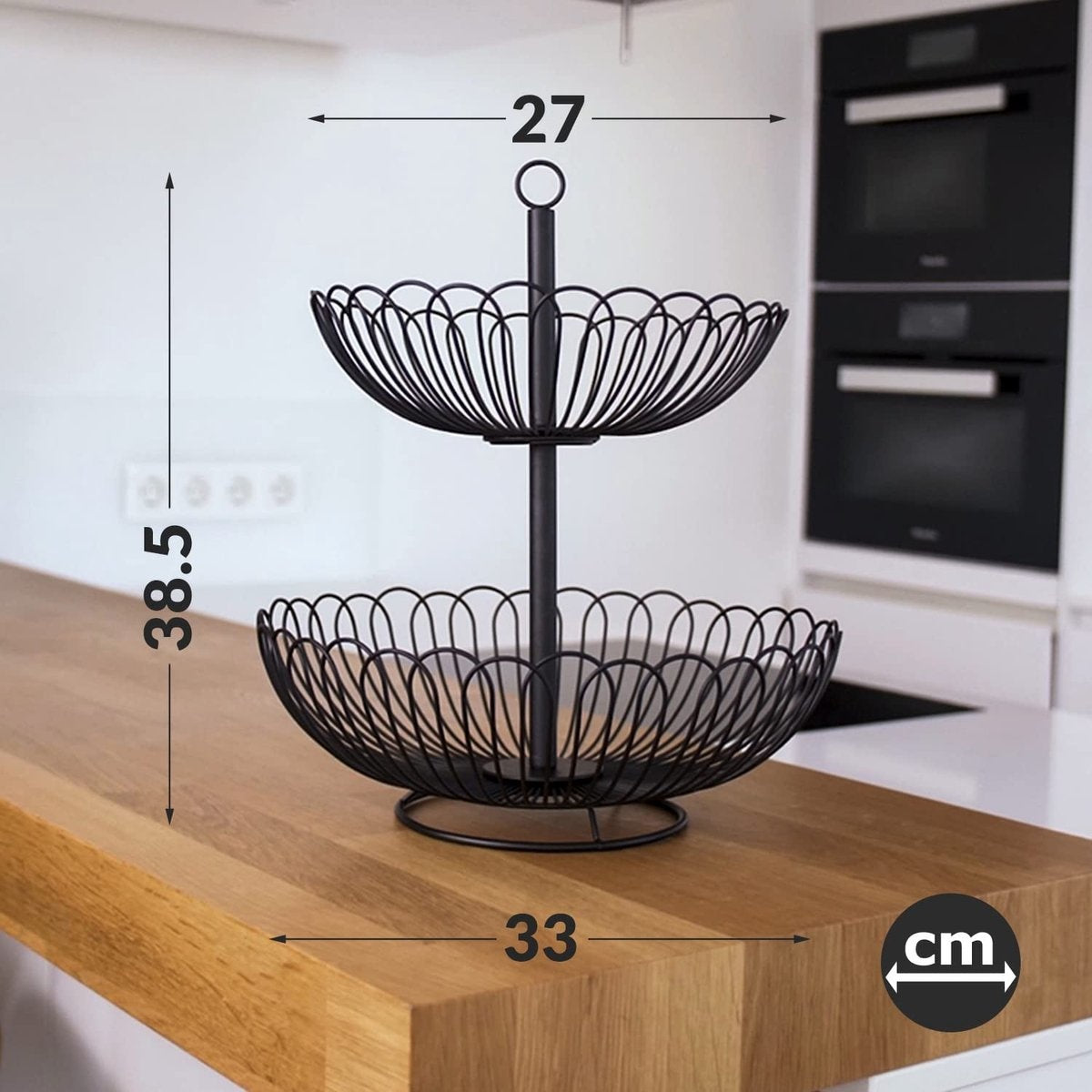 Chefarone Fruit Etagère - Fruitmand – Fruitschaal – Groentemand – Opberger – 2 Laags – Metaal - Zwart