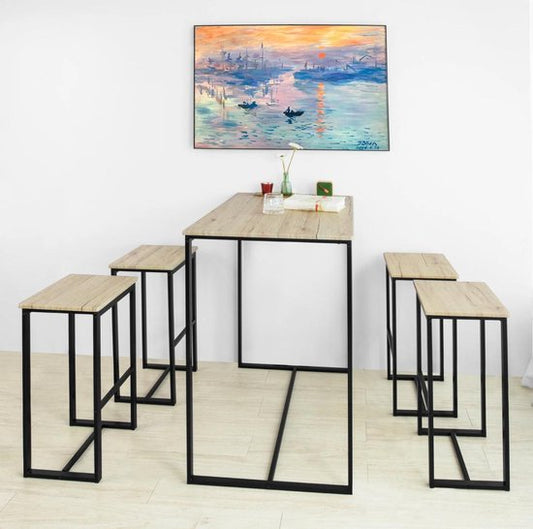 Hoge Bartafel |  Met 4 Krukken |  Modern Industrieel Design voor een Stijlvol interieur | 2020