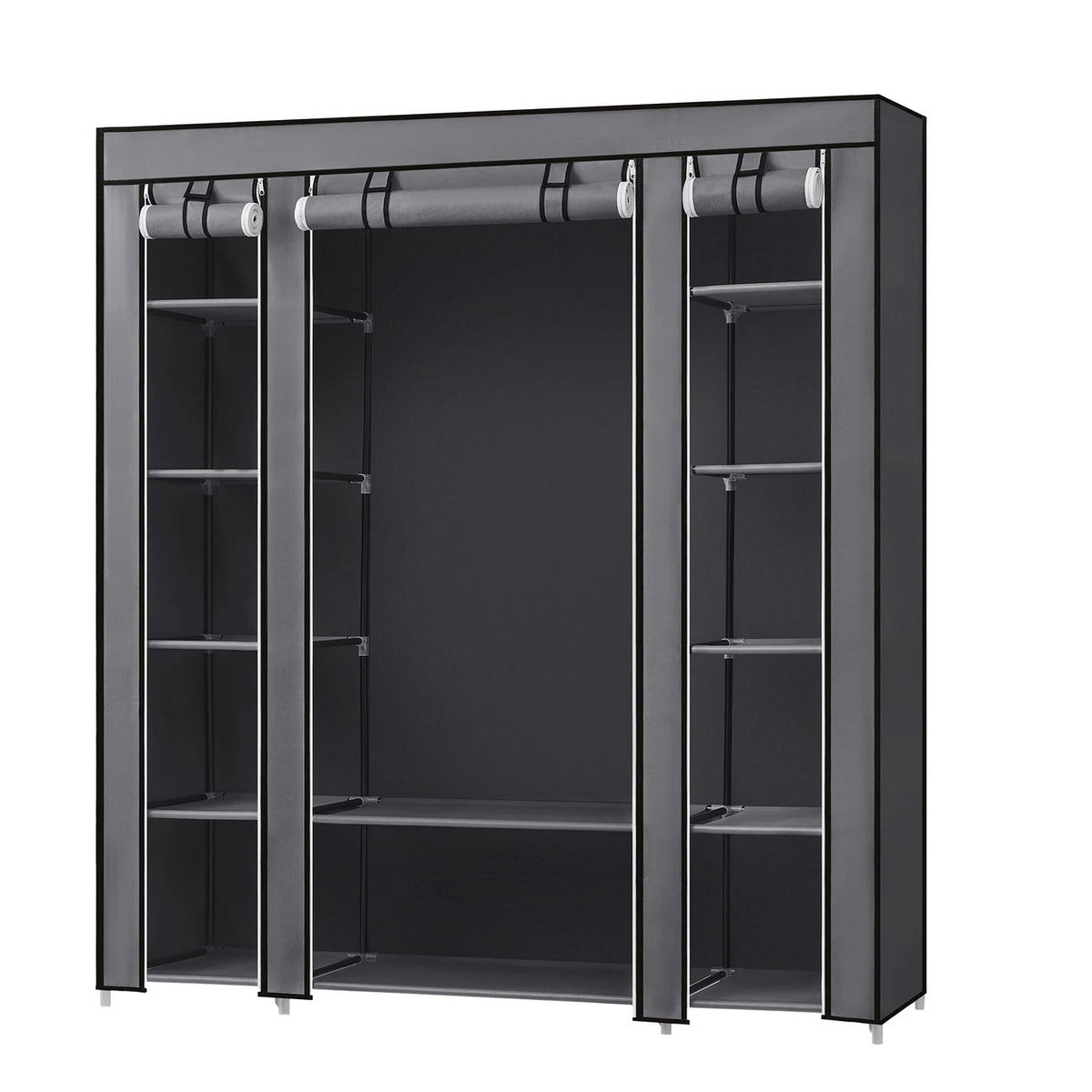 Joyfurnos Opvouwbare Stoffen Kledingkast - Metalen Frame - Grijs