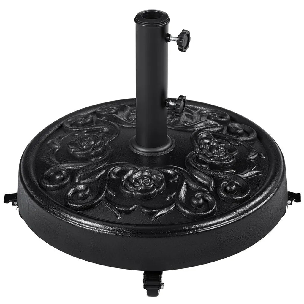Yaheetech Parasolvoet 25 kg Ø50,5 cm - Zwart - Verrijdbare Parasolstandaard met Wielen en Retro Design