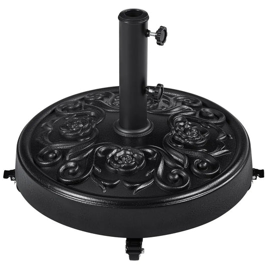 Yaheetech Parasolvoet 25 kg Ø50,5 cm - Zwart - Verrijdbare Parasolstandaard met Wielen en Retro Design