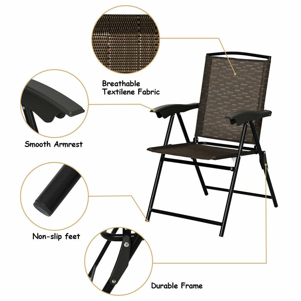 Coast 4er set vouwstoelen hochlehner tuinstoel vouwen fauteuil 69 x 54 cm x 90 cm bruin