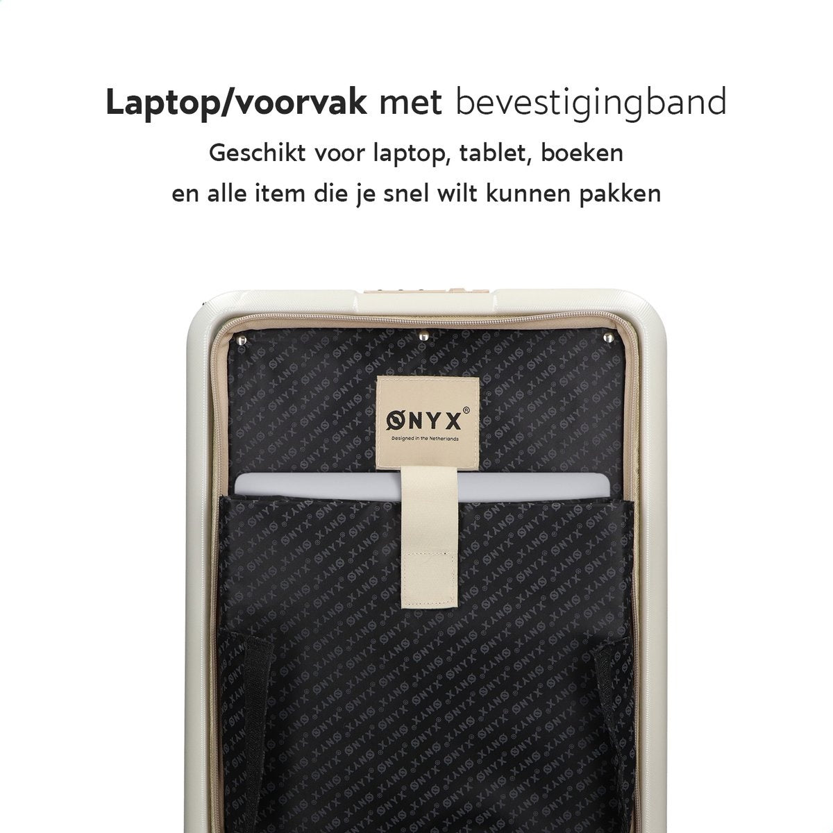 ONYX® - Handbagage koffer 35 L - Stille spinner wielen - Lichtgewicht trolley - Dubbel TSA slot - Praktisch voorvak - 55 cm - Beige