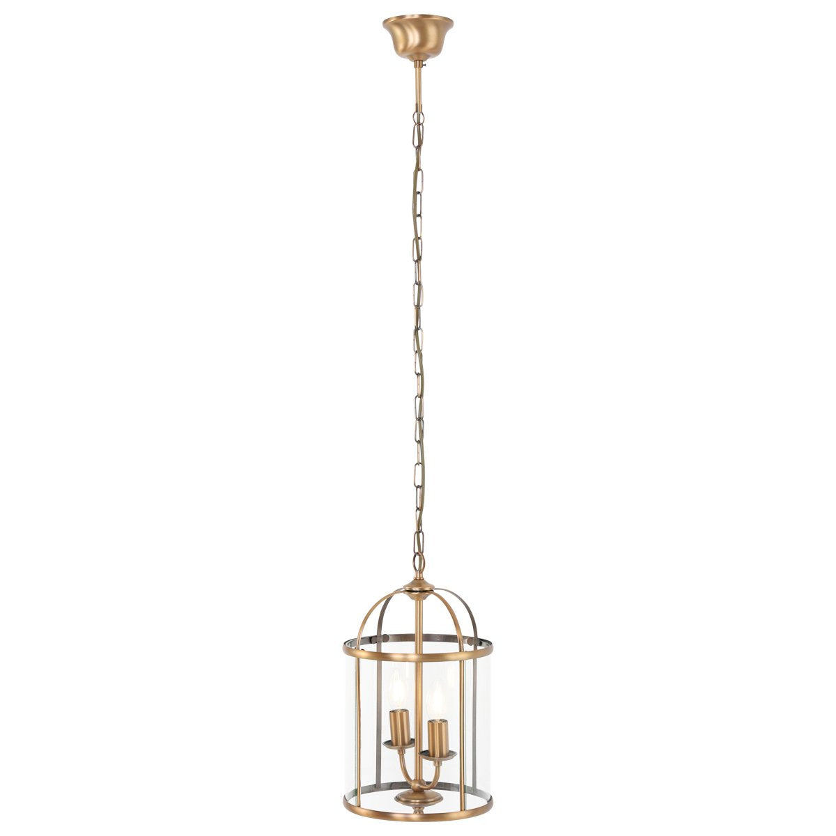 Hanglamp Pimpernel 5971BR Brons Ø23 cm Klassiek Lantaarn van Steinhauer, Hoogte instelbaar, Glas en Metaal, Voor binnengebruik