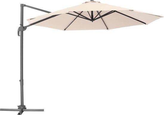 tectake® - Parasol met UV-bescherming - Draaimechanisme met voetpedaal - Kantelbaar in 6 standen - Incl. beschermhoes - beige