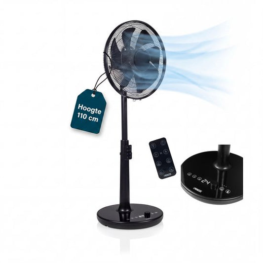 Princess DC Staande Ventilator - Extra Stil - ⌀40cm - 24 snelheden - In Hoogte Verstelbaar – 4 windmodi – 1‑24 uur timer – 90° Oscillatie – Met Afstandsbediening - 354860