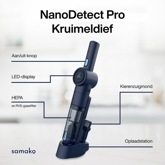 Kruimeldief NanoDetect Pro 120W - Kruimelzuiger Snoerloos - Krachtige Handstofzuiger - Draadloos - Autostofzuiger - Samako