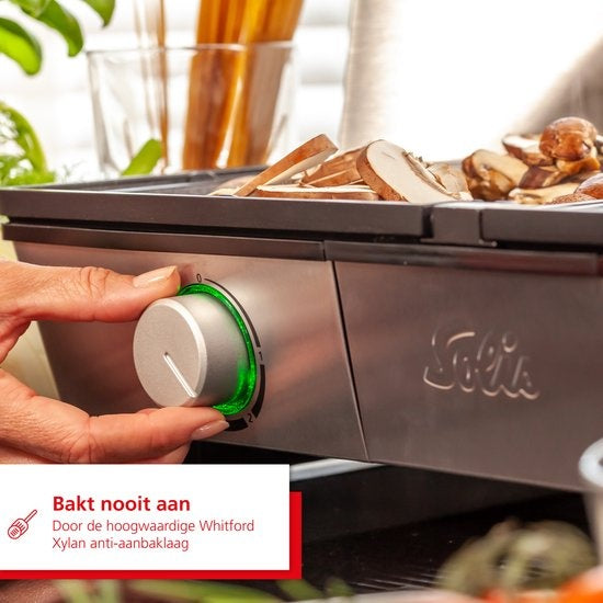 Solis Deli Grill 7951 Grill Apparaat - Bakplaat Electrisch - Grillplaat RVS - Xylan Anti-Aanbaklaag - Zilver/Zwart