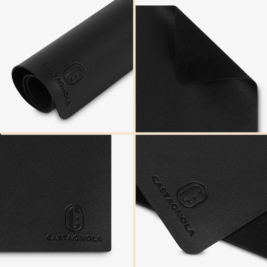 Castagnola Lederlook Placemats - Antislip Placemat van Kunstleer - Waterafstotende Onderlegger - Onderzetter - Placemats kunststof - 6 Stuks - 45 x 30 cm - Zwart